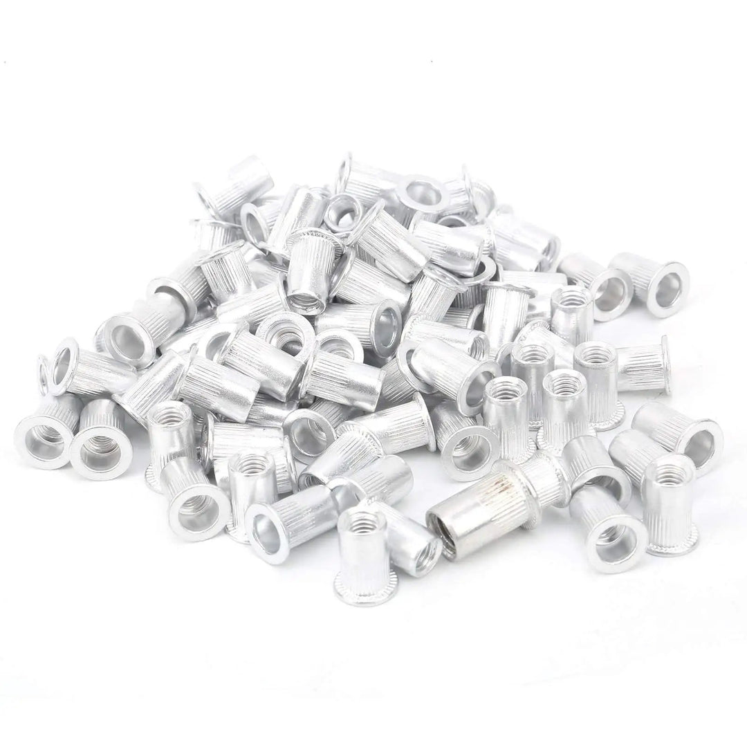 100 Piece Aluminum Pull Rivet Nuts Set Flat Head M6 Fo...