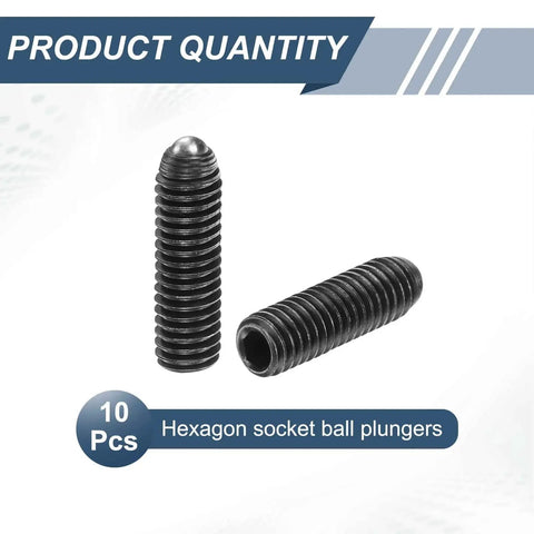 10 Pieces M6 Thread Ball Plungers With Hex Socket 20mm Length High Carbon Steel Spring Plungers