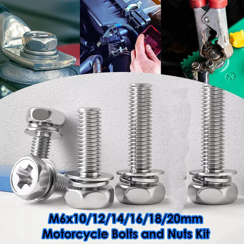 72 Pack Battery Terminal Bolts And Nuts M6 Sizes 10 12 14 16 18 20mm 304 Stainless Steel Square Nuts For Motorcycle