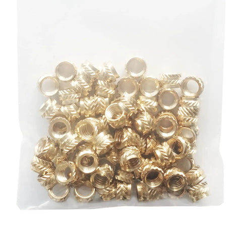 Bag of Brass Heat Set Threaded Inserts For 3D Printing And Plastic Parts M6 Internal Threads 8mm Outer Diameter 5mm Length Knurled