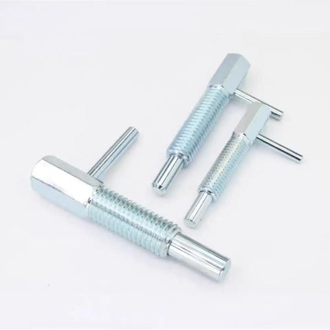 Heavy Duty Two Pack Retractable Indexing Plunger Pin Set M6 Carbon Steel Spring Loaded Latch With Nut For Industrial Equipment And Machinery