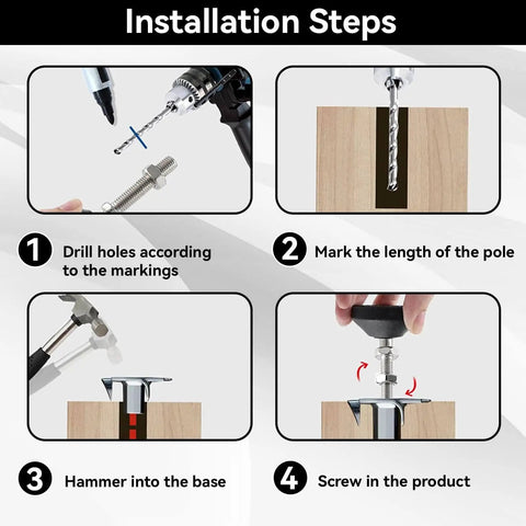 Installation steps for Adjustable M6 Furniture Leveling Feet Set Of 4 With Swivel Table Glides Heavy Duty Levelers for stable surfaces.