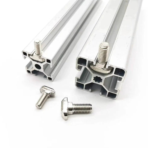 M6 30mm Hammer Head T Slot Bolts For 3030 Aluminum Extrusion installed in T-slot profile close-up