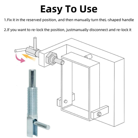 Diagram of Heavy Duty Two Pack Retractable Indexing Plunger Pin Set M6 Carbon Steel Spring Loaded Latch shown in use.