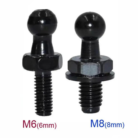 Set Of 4 10mm M6 Ball Stud Bolts For Gas Lift Mounting Brackets And Ball Ended Bonnet Fittings Universal Ball Joint Threaded Ends Zinc Plated Steel For Superior Anti Corrosion Durability Ideal For Lift Supports Shocks And Suspension Systems, shown with larger M8 ball stud