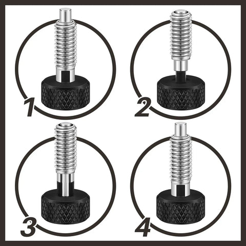 Hand Retractable Spring Plunger With Knurled Handle M6 Quick Release Pins 0.500 Inch Thread Length Black 2 Packs