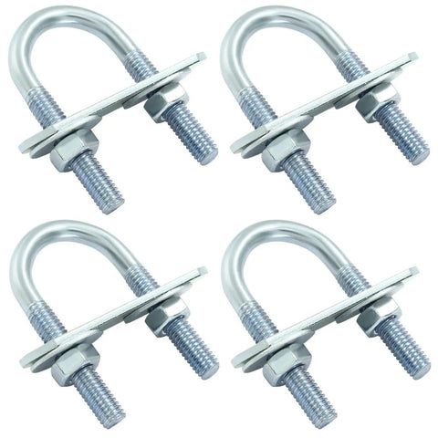 4 Sets M6 U Bolts Three Quarter Inch Wide Round U Bolts With Frame Plates Nuts And Washers Zinc Plated Steel U Clamp For Trailers And Boats 20 Mm By 50 Mm