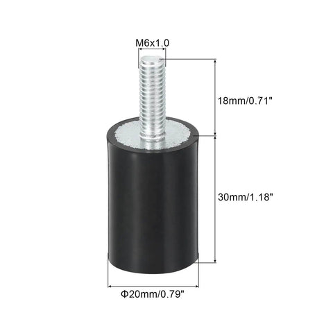 Experience reduced vibration and steadier performance with these M6 rubber mounts, 20x30mm cylindrical vibration isolators with 18mm studs