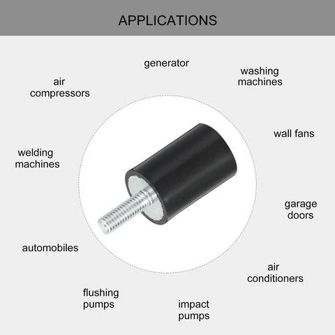Experience reduced vibration and steadier performance with these M6 rubber mounts, 20x30mm cylindrical isolators, image showing applications