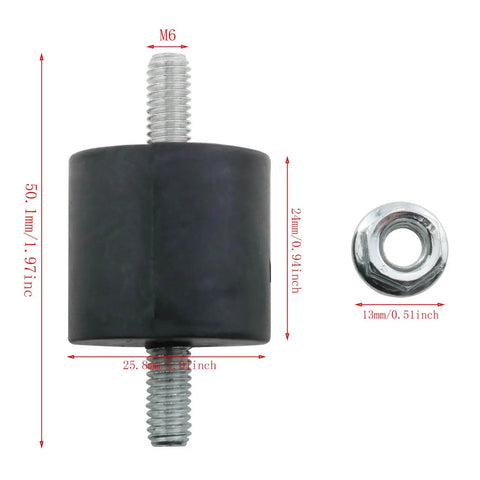 M6 Rubber Vibration Isolation Mounts Four Pack With Bolts Durable Shock Absorbers For Fitness Equipment Air Conditioning Units Bicycles Water Pumps Petrol Engines Rust Resistant Metal And Rubber Construction.