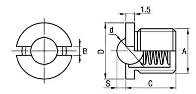 M6 Spring Loaded Bolt Flanged Ball Transfer Screw Unit 4.5mm Deep