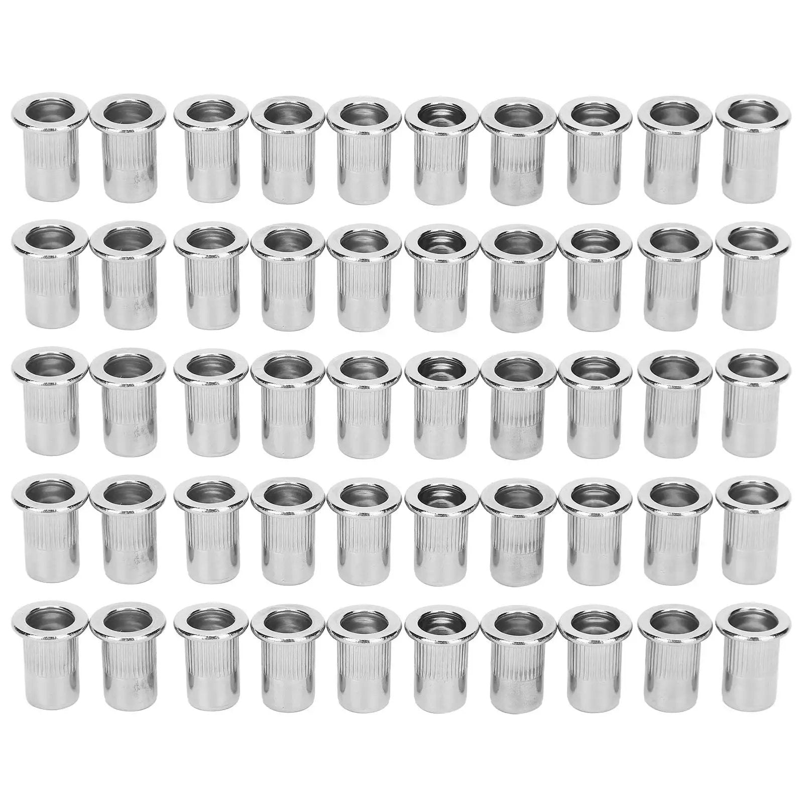 50 Piece Blind Rivet Nut Set Stainless Steel M6 Ribbed...
