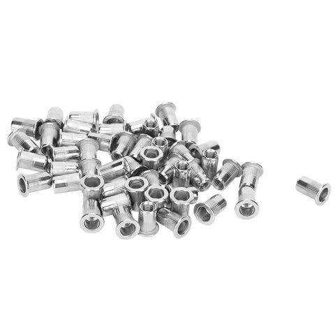 50 Piece Blind Riveting Nuts Set Stainless Steel M6 Threaded Inserts Ribbed Nutserts With Back Flange For Secure Fastening In Metal And Plastic
