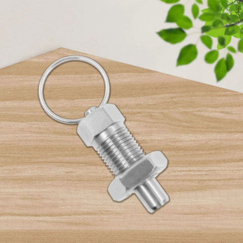 M6-3mm Stainless Steel Spring Plunger with Pull Ring on wooden surface