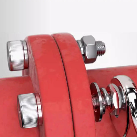Close-up of 120 Pieces M6 Stainless Steel Hex Socket Head Bolts Screws Nuts Washers Assortment Kit in use on red appliance.