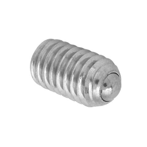 Close-up of a 20 pack M6 x 10mm stainless steel spring ball plunger screw with hex drive, showing precision design for fixtures and tools.