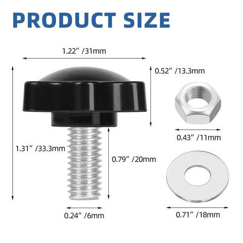 M6 Star Clamping Knob Set With Hex Nuts And Washers diagram showcasing dimensions and components.