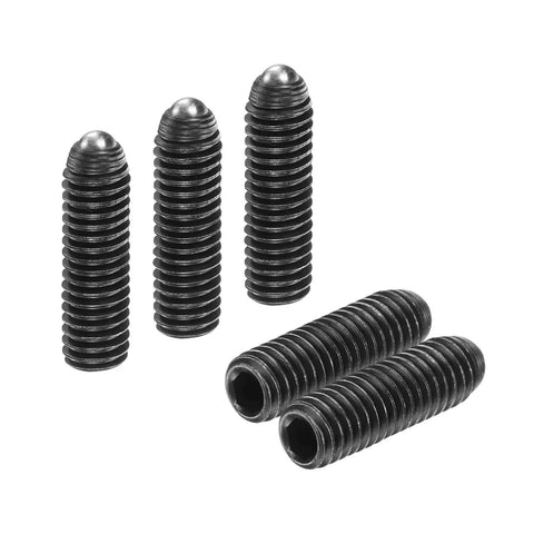 5 black high carbon steel ball plungers with hex socket, M6 thread, 20mm length. 10 Pieces M6 Thread Ball Plungers With Hex Socket 20mm Length High Carbon Steel Spring Plungers Ball For Lubrication And Pneumatic Tools Black 0.79 Inch Total Length 0.12 Inch Ball Diameter 1mm Thread Pitch 8.0 To 35N Spring Load