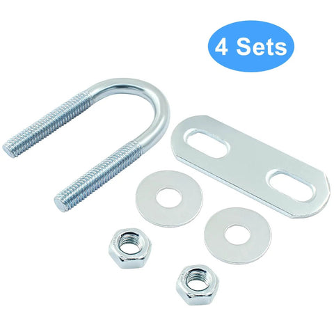 4 Sets M6 U Bolts Three Quarter Inch Wide Round U Bolts With Frame Plates Nuts And Washers Zinc Plated Steel U Clamp