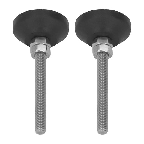 Adjustable M6 Vibration Isolation Leveling Feet With 50mm Height Range Nylon Swivel Mounts 30mm Base For Furniture And Industrial Machinery Equipment Applications, showing two leveling feet with nylon swivel mounts and threaded metal rods.