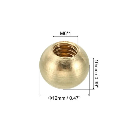 M6x1 Brass Ball Finial Thread Cap Nut 12mm Diameter for Lighting and DIY Projects