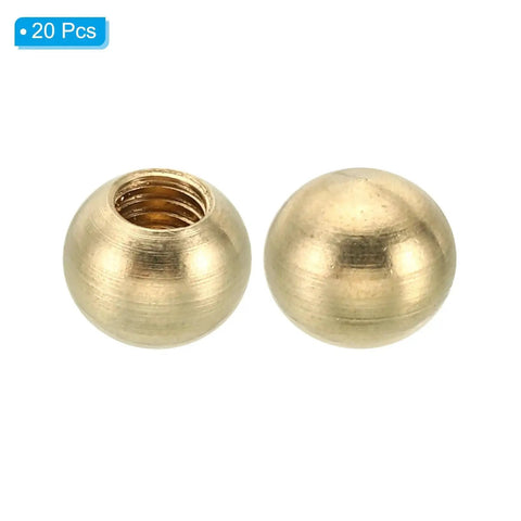 M6x1 Brass Ball Finial Thread Cap Nuts 20 Pack for Furniture Lighting and DIY Projects, 12mm ball diameter, side view