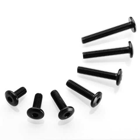 M6 X 50mm Flat Head Hex Socket Cap Screws 20 Pieces 304 Stainless Steel Full Thread Furniture Bolts Black Oxide arranged in arc pattern