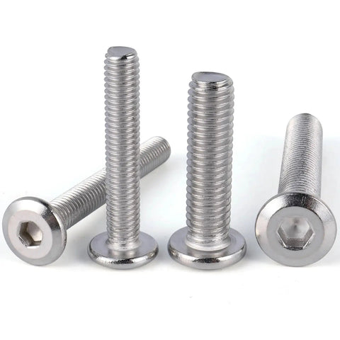 M8 X 1.25 X 60 Mm Flat Head Hex Socket Cap Screws Set, 304 Stainless Steel 18-8 Full Thread, showing four screws close-up