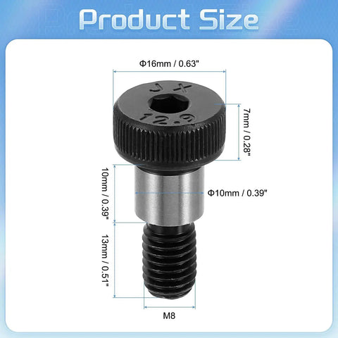 12 Pack Alloy Steel Shoulder Bolts With M8 Threads 10mm Shoulder Diameter And 10mm Shoulder Length Hex Socket Heavy Duty Fasteners
