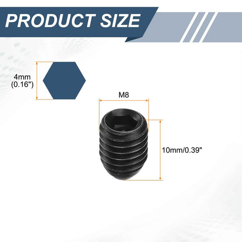10pcs M8 x 10mm Screw Thread Ball Plunger Set, High Carbon Steel Hex Socket Spring Loaded Ball Plungers, Black Finish, close-up view