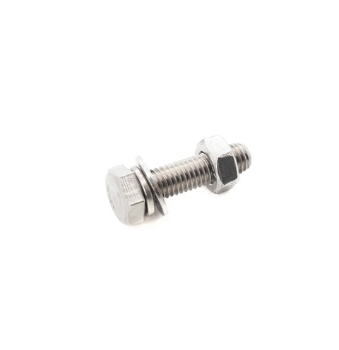 Side view of the M8 20mm Hex Bolts and Nuts Kit 304 Stainless Steel with flat washer and spring lock washer