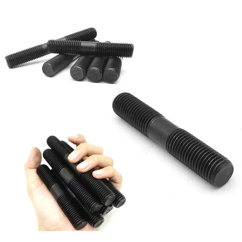 M8 Double Headed Screw Rods 50mm to 220mm High Strength Steel Studs in black finish, showing multiple rods and handheld display