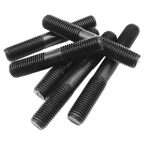 Black M8 Double Headed Screw Rods 50mm to 220mm High Strength Steel Studs in a pile