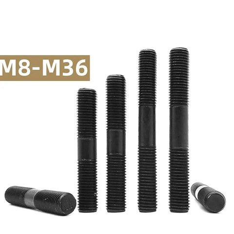 M8 Double Headed Screw Rods 50mm to 220mm High Strength Steel Studs, side view showing multiple sizes.
