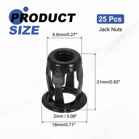 Expansion Rivet Nut Fasteners Set In 25 Pieces M8x21mm Jack Nuts For Hollow Walls Carbon Steel With Zinc Finish Threaded Insert