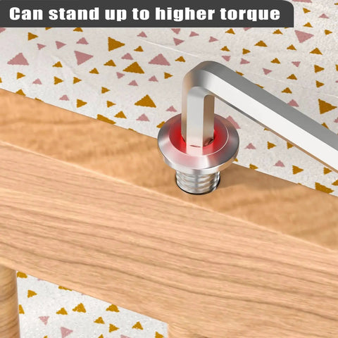 M8 X 1.25 X 60 Mm Flat Head Hex Socket Cap Screws Set, showing hex spanner tightening, using 304 Stainless Steel 18-8, installed in wood