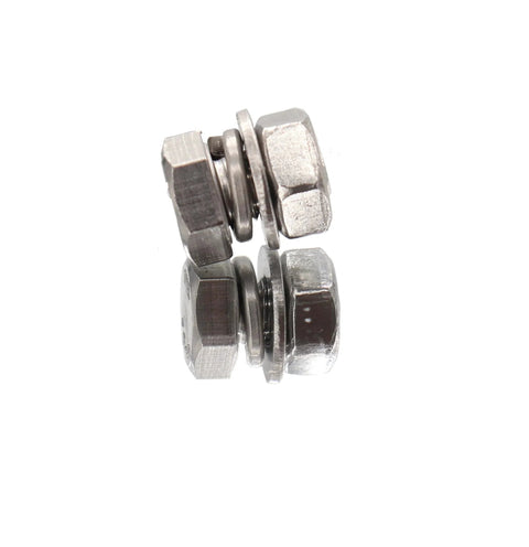 M8 20mm Hex Bolts and Nuts Kit 304 Stainless Steel 10 Pack With Flat Washers and Spring Lock Washers, side view