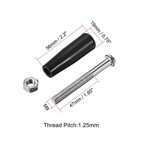 2 Pack M8 Revolving Screw Knob Clamping Handle For Lathe Machines with thread size and dimensions displayed