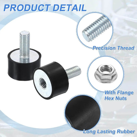Absorb shocks and reduce vibration with 24x15mm M8 rubber mounts, a two-pack anti vibration isolator set with lock nuts