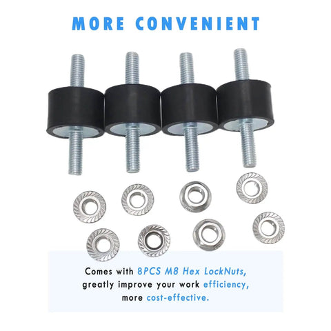 Beefed Up Heavy Duty M8 Rubber Isolator Mounts For Anti Vibration Dampening Of Air Compressors Garage Motors And Diesel Engines