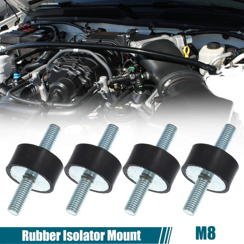 Durable M8 rubber vibration isolators, 30x15mm with 22mm thread length for compressors and engines, shown in front view