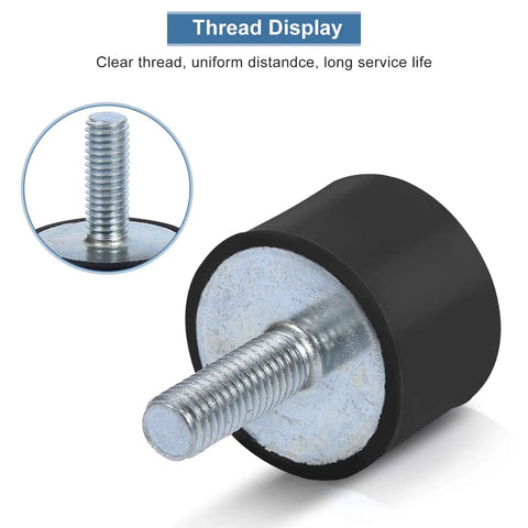 Efficiently dampens vibration and noise with durable M8 cylindrical rubber anti vibration mounts, threaded stud visible