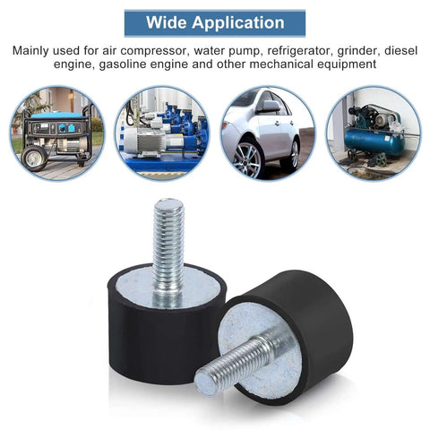 Efficiently dampens vibration and noise with durable M8 cylindrical rubber anti vibration mounts featuring threaded studs