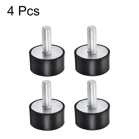 Four M8 rubber vibration mounts absorb shock and reduce machine vibration for garage motors, air compressors, cars and boats, shown in pack of four