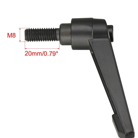 Side view of 2pcs Adjustable Clamping Lever Handle M8 x 20mm Metric Black Oxide Carbon Steel Male Threaded Stud Hand Knobs