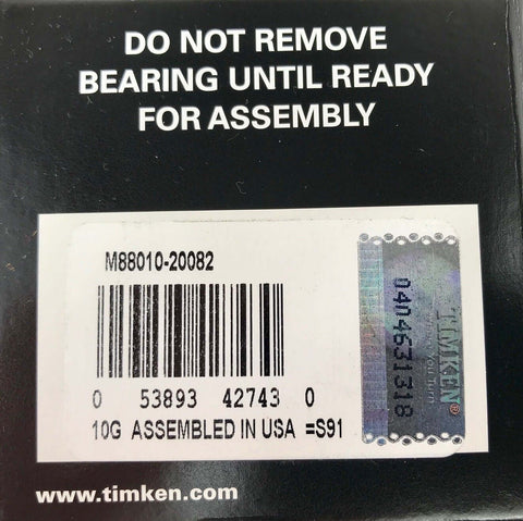 Smooth And Quiet Wheel Bearing M88010 package with barcode and assembly instructions for cars and trucks.