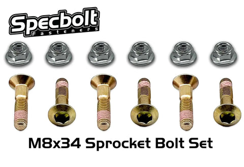 Long 34mm M8x34 Rear Sprocket Bolts Fits: Honda YAM Kawasaki Suzuki CR CRF XR KX KDX RM RMX DR DR-Z YZ IT TTR gold set