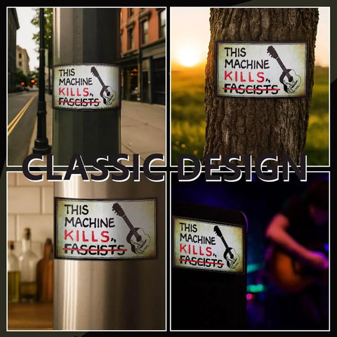 This Machine Kills Fascists Sticker Magnetic Vinyl Bumper Decal for car fridge window and metal surfaces 8 by 4.8 inches