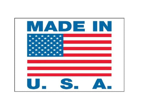 American flag with 'Made in U.S.A.' text beneath the flag in blue and red colors.