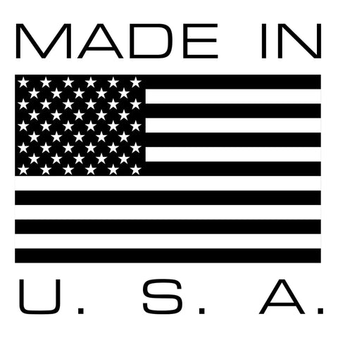 American flag with text 'Made in U.S.A.' in black and white